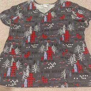 ScrubStar Christmas Scrub Top 2XL